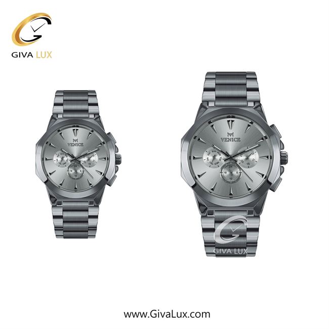 ساعت مچی اورجینال ست ونیز سه موتوره فول تایم نقره ای | نقره ای| نقره ای| کد رفرنس V801221103