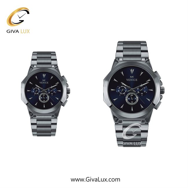 ساعت مچی اورجینال ست ونیز سه موتوره فول تایم نقره ای | نقره ای| سرمه ای| کد رفرنس V801221403