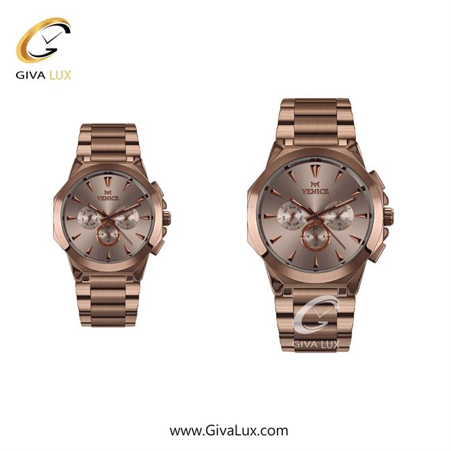 ساعت مچی اورجینال ست ونیز سه موتوره فول تایم رزگلد | رزگلد| رزگلد| کد رفرنس V801223003