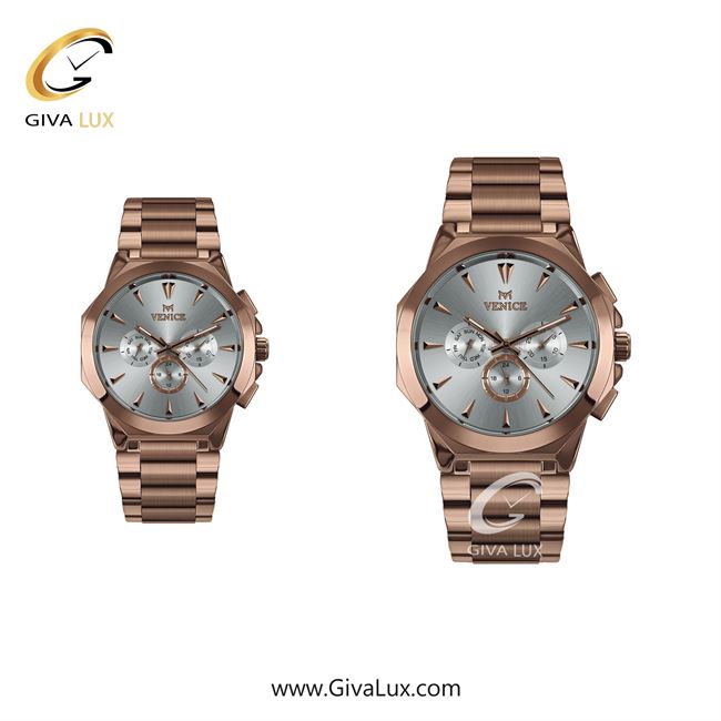 ساعت مچی اورجینال ست ونیز سه موتوره فول تایم رزگلد | رزگلد| نقره ای| کد رفرنس V801223103