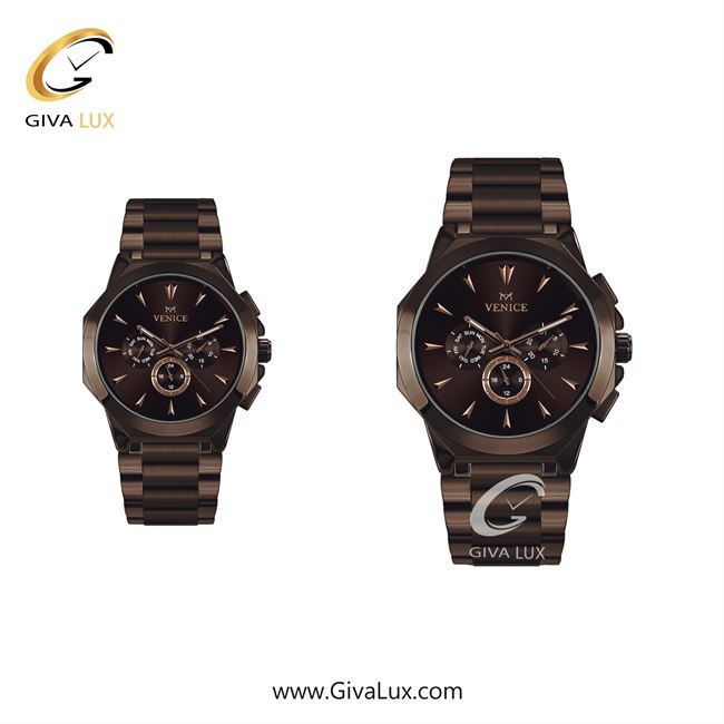 ساعت مچی اورجینال ست ونیز سه موتوره فول تایم قهوه ای | قهوه ای| قهوه ای| کد رفرنس V801223903
