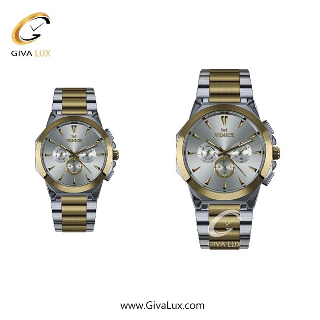 ساعت مچی اورجینال ست ونیز سه موتوره فول تایم نقره ای-طلایی | نقره ای-طلایی| نقره ای| کد رفرنس V801225203