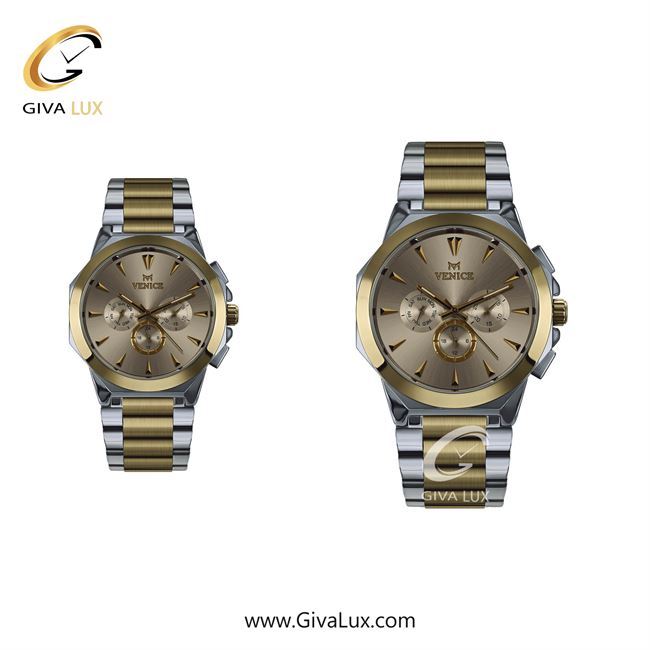 ساعت مچی اورجینال ست ونیز سه موتوره فول تایم نقره ای-طلایی | نقره ای-طلایی| شامپاینی| کد رفرنس V801225403