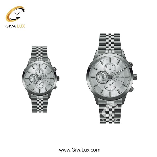 ساعت مچی اورجینال ست ونیز سه موتوره فول تایم نقره ای | نقره ای| نقره ای| کد رفرنس V801231103