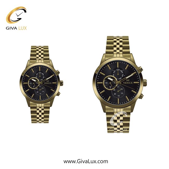 ساعت مچی اورجینال ست ونیز سه موتوره فول تایم طلایی | طلایی| مشکی| کد رفرنس V801232503