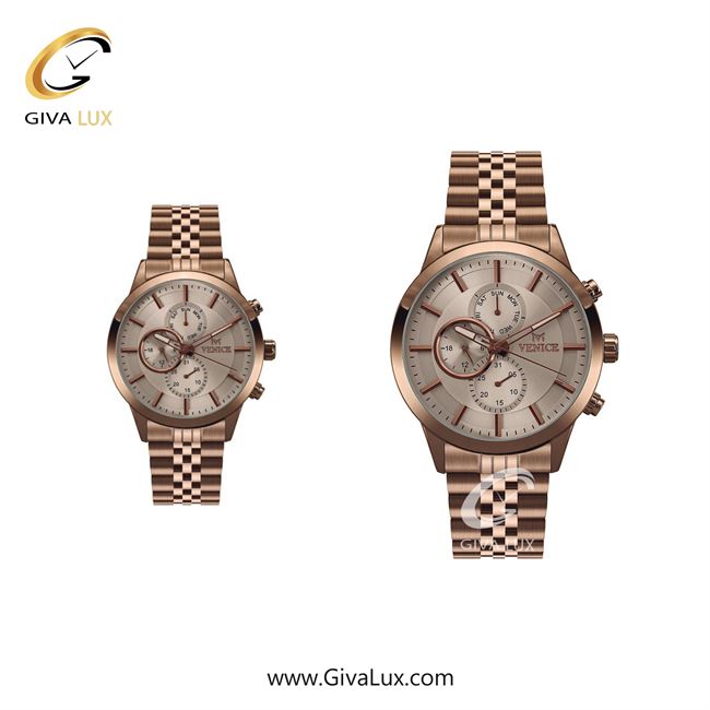 ساعت مچی اورجینال ست ونیز سه موتوره فول تایم رزگلد | رزگلد| رزگلد| کد رفرنس V801233003