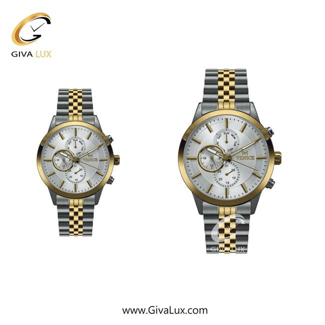ساعت مچی اورجینال ست ونیز سه موتوره فول تایم طلایی-نقره ای | طلایی-نقره ای| نقره ای| کد رفرنس V801235203