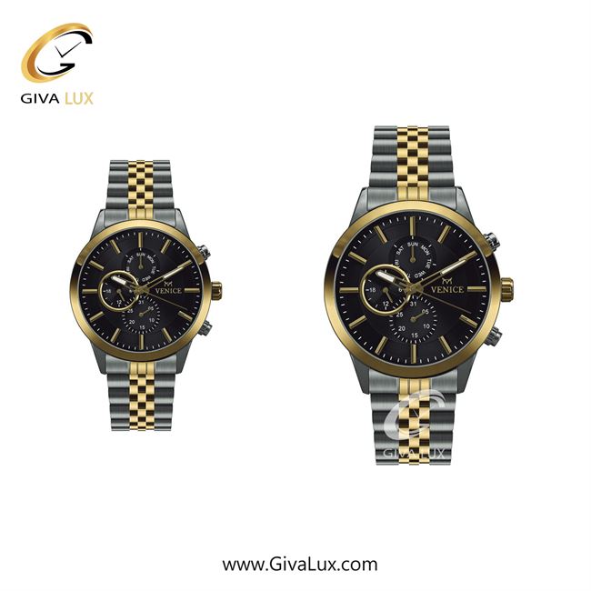 ساعت مچی اورجینال ست ونیز سه موتوره فول تایم نقره ای-طلایی | نقره ای-طلایی| مشکی| کد رفرنس V801235603