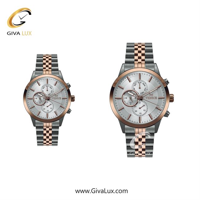 ساعت مچی اورجینال ست ونیز سه موتوره فول تایم رزگلد-نقره ای | نقره ای-رزگلد| نقره ای| کد رفرنس V801236003