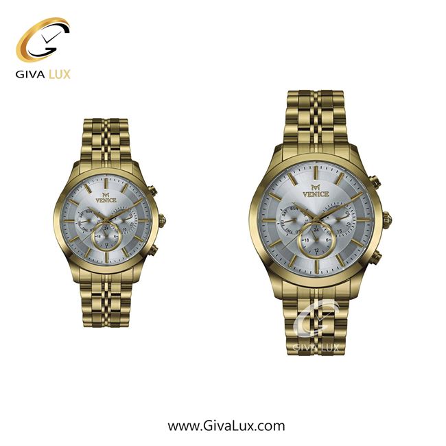 ساعت مچی اورجینال ست ونیز سه موتوره فول تایم طلایی | طلایی| نقره ای| کد رفرنس V801262103