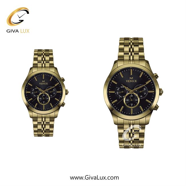 ساعت مچی اورجینال ست ونیز سه موتوره فول تایم طلایی | طلایی| مشکی| کد رفرنس V801262503