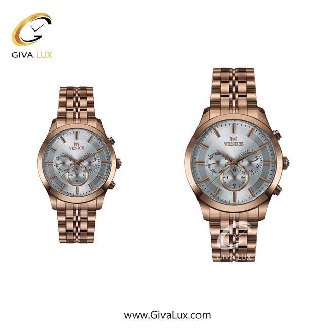 ساعت مچی اورجینال ست ونیز سه موتوره فول تایم رزگلد | رزگلد| نقره ای| کد رفرنس V801263103