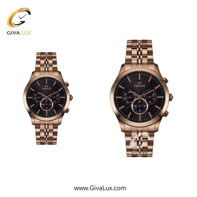 ساعت مچی اورجینال ست ونیز سه موتوره فول تایم رزگلد | رزگلد| مشکی| کد رفرنس V801263403
