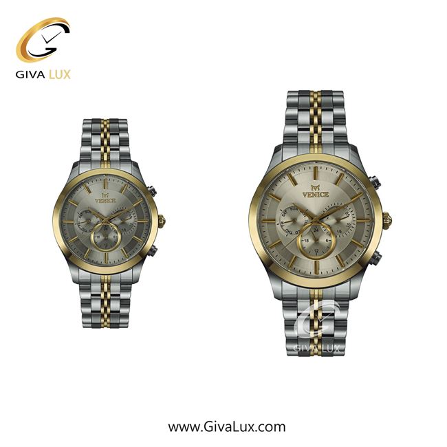 ساعت مچی اورجینال ست ونیز سه موتوره فول تایم طلایی-نقره ای | طلایی-نقره ای| خاکی| کد رفرنس V801265303