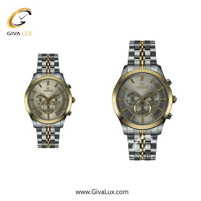 ساعت مچی اورجینال ست ونیز سه موتوره فول تایم نقره ای-طلایی | نقره ای-طلایی| دودی|تیتانیوم| کد رفرنس V801265403