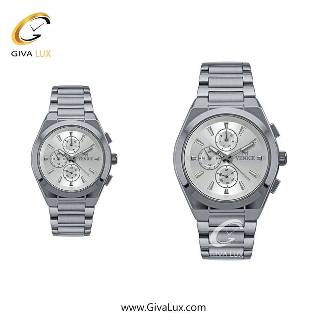 ساعت مچی اورجینال ست ونیز سه موتوره فول تایم نقره ای | نقره ای| نقره ای| کد رفرنس V801271103
