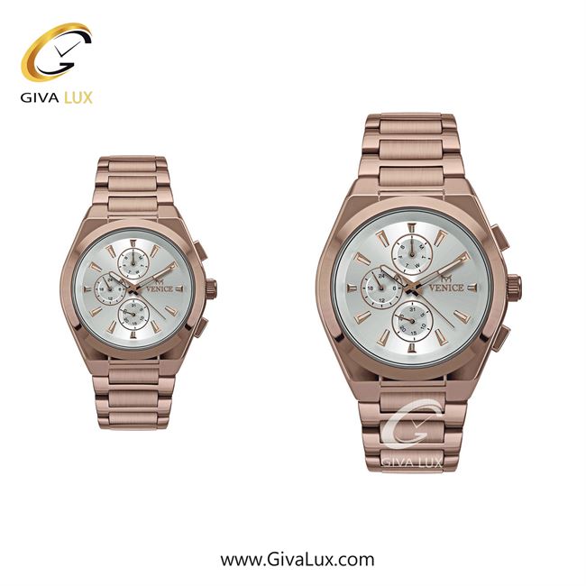 ساعت مچی اورجینال ست ونیز سه موتوره فول تایم رزگلد | رزگلد| نقره ای| کد رفرنس V801273103