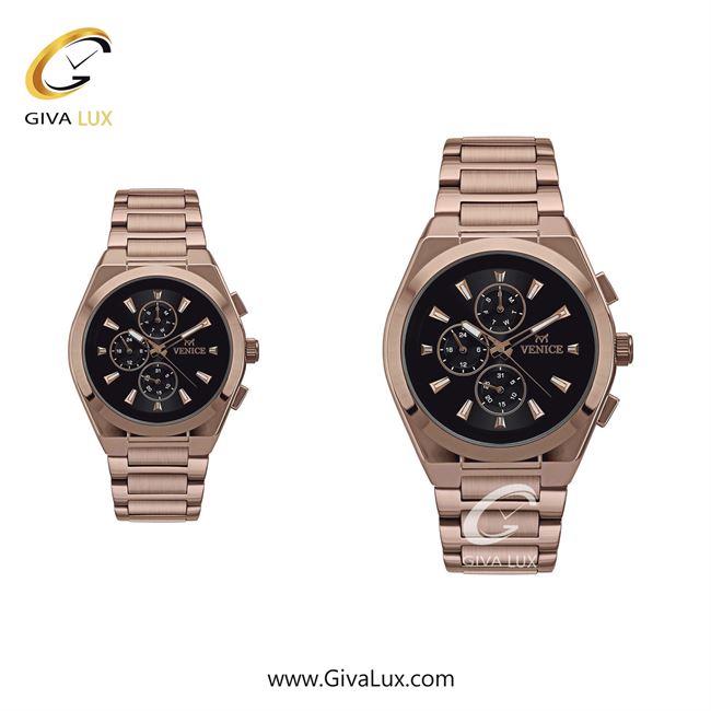 ساعت مچی اورجینال ست ونیز سه موتوره فول تایم رزگلد | رزگلد| مشکی| کد رفرنس V801273403