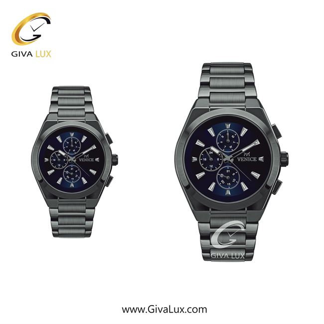 ساعت مچی اورجینال ست ونیز سه موتوره فول تایم تیتانیوم | تیتانیوم| سرمه ای| کد رفرنس V801274803