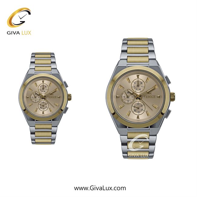 ساعت مچی اورجینال ست ونیز سه موتوره فول تایم طلایی-نقره ای | نقره ای-طلایی| شامپاینی| کد رفرنس V801275403