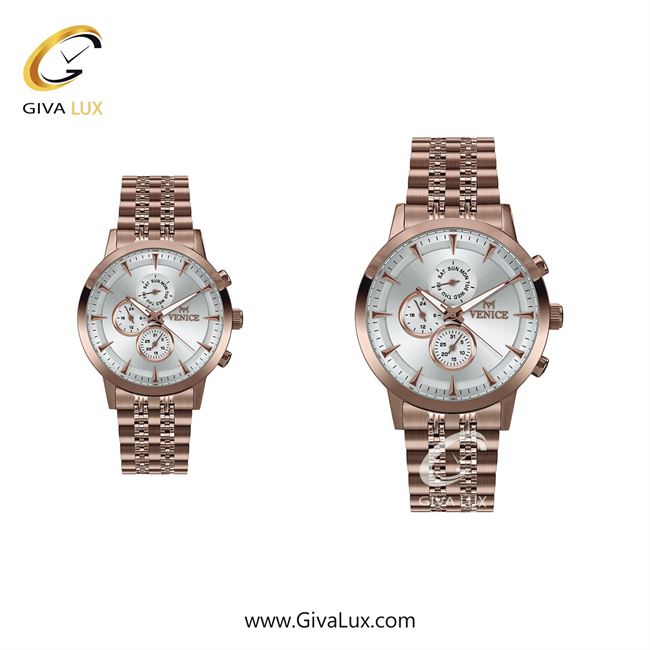 ساعت مچی اورجینال ست ونیز سه موتوره فول تایم رزگلد | رزگلد| نقره ای| کد رفرنس V801283103