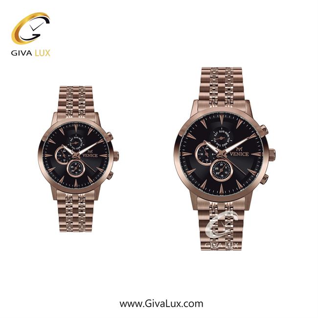 ساعت مچی اورجینال ست ونیز سه موتوره فول تایم رزگلد | رزگلد| مشکی| کد رفرنس V801283403