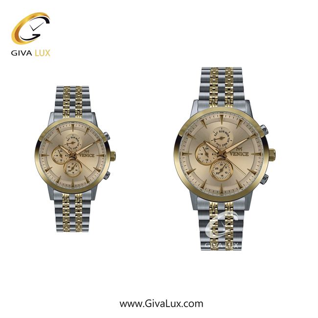 ساعت مچی اورجینال ست ونیز سه موتوره فول تایم نقره ای-طلایی | نقره ای-طلایی| شامپاینی| کد رفرنس V801285403