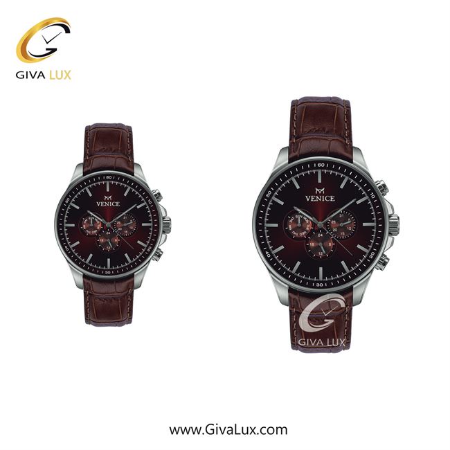 ساعت مچی اورجینال ست ونیز سه موتوره فول تایم نقره ای | قهوه ای| زرشکی| کد رفرنس V801391713