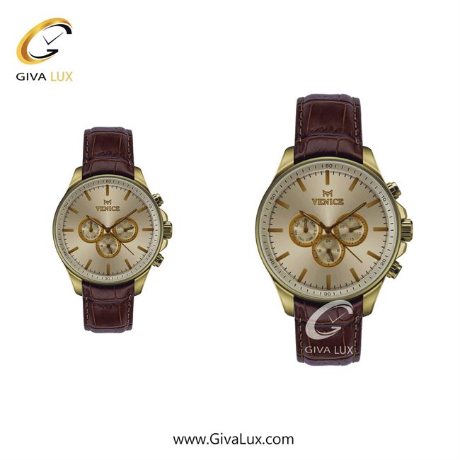 ساعت مچی اورجینال ست ونیز سه موتوره فول تایم طلایی | قهوه ای| شامپاینی| کد رفرنس V801392303