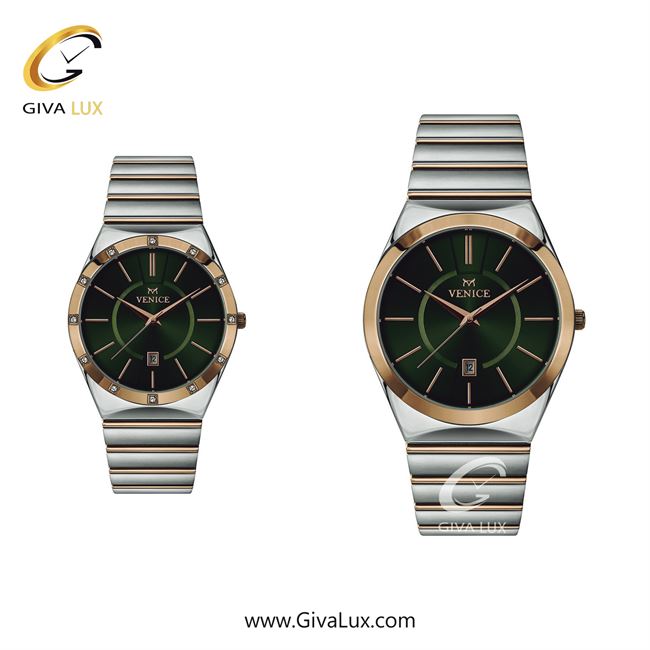 ساعت مچی اورجینال ست ونیز رزگلد-نقره ای | رزگلد-نقره ای| سبز یشمی تیره| کد رفرنس V801406503