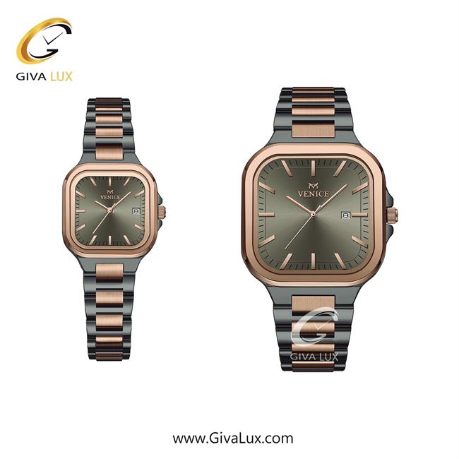 ساعت مچی اورجینال مردانه-ست ونیز رزگلد-تیتانیوم | تیتانیوم-رزگلد| خاکی| کد رفرنس V801478203