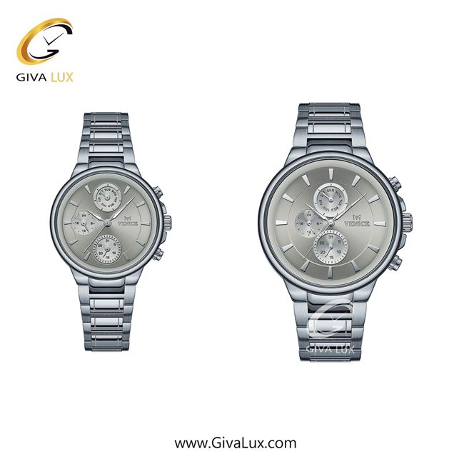 ساعت مچی اورجینال مردانه ونیز سه موتوره فول تایم نقره ای | نقره ای| نقره ای| کد رفرنس V801541103