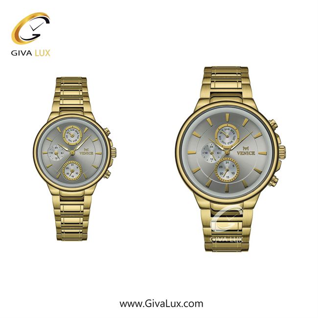ساعت مچی اورجینال مردانه ونیز سه موتوره فول تایم طلایی | طلایی| نقره ای| کد رفرنس V801542103