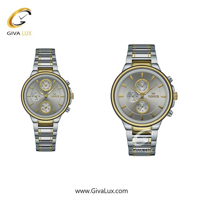 ساعت مچی اورجینال ست ونیز سه موتوره فول تایم نقره ای-طلایی | نقره ای-طلایی| نقره ای| کد رفرنس V801545303