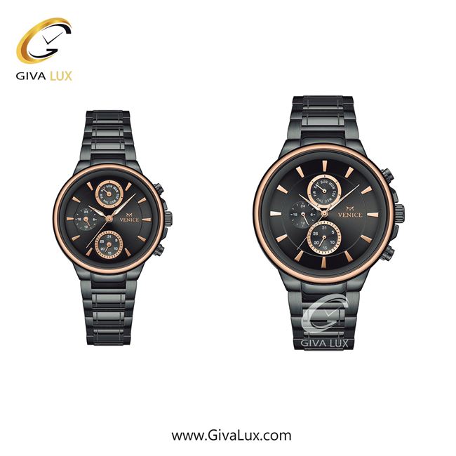 ساعت مچی اورجینال مردانه ونیز سه موتوره فول تایم رزگلد-تیتانیوم | تیتانیوم(زغالی)| دودی|تیتانیوم| کد رفرنس V801548203
