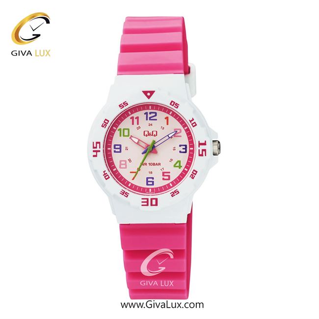 ساعت مچی اورجینال بچه گانه کیو اند کیو Q&Q سفید | صورتی| صورتی| کد رفرنس VR19J012Y