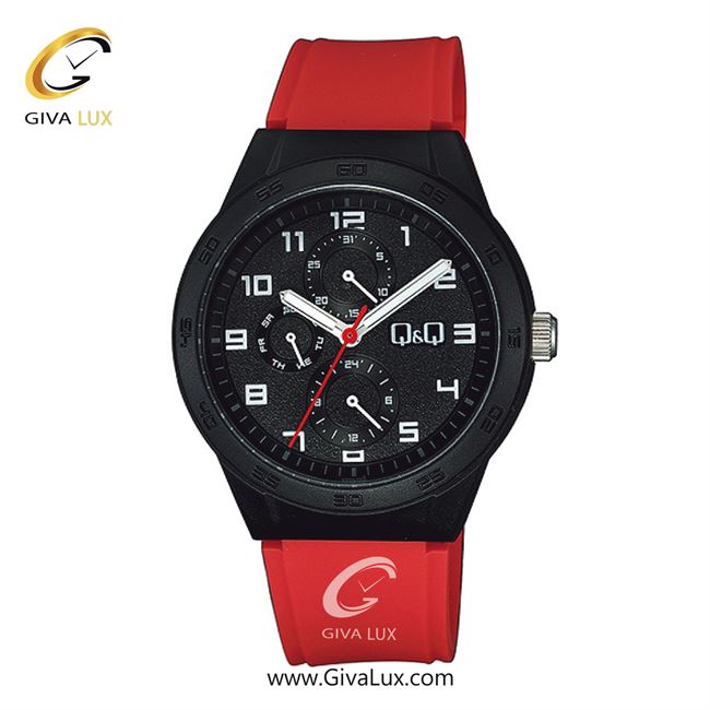 ساعت مچی اورجینال مردانه کیو اند کیو Q&Q سه موتوره فول تایم مشکی | قرمز| مشکی| کد رفرنس VS54J005Y