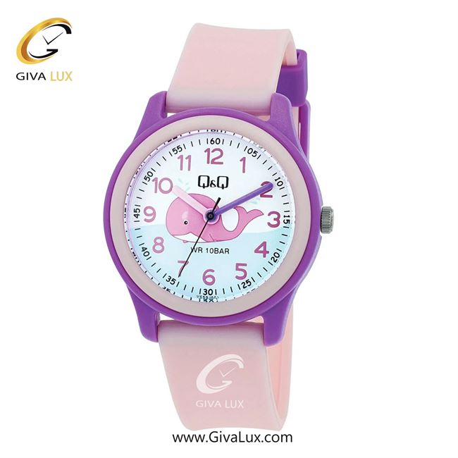 ساعت مچی اورجینال بچه گانه کیو اند کیو Q&Q صورتی-بنفش | صورتی| گلدار/طرحدار| کد رفرنس VS59J001Y