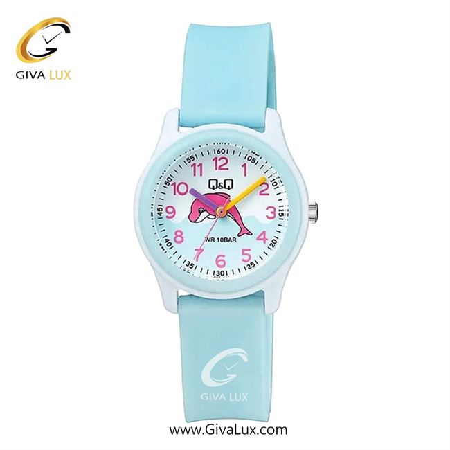 ساعت مچی اورجینال بچه گانه کیو اند کیو Q&Q آبی-سفید | آبی| سفید-گلدار/طرحدار| کد رفرنس VS59J005Y