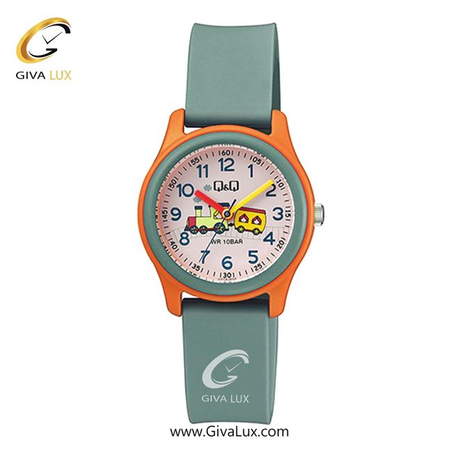 ساعت مچی اورجینال بچه گانه کیو اند کیو Q&Q سبز خاکستری-نارنجی | سبز خاکستری| سفید-گلدار/طرحدار| کد رفرنس VS59J008Y