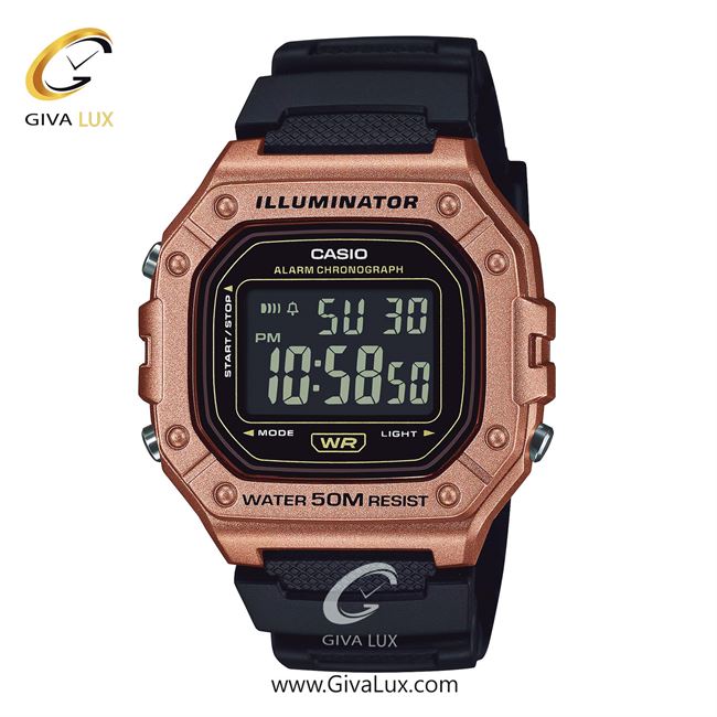ساعت مچی اورجینال مردانه کاسیو Casio صورتی | مشکی| مشکی| کد رفرنس W-218HM-5BVDF