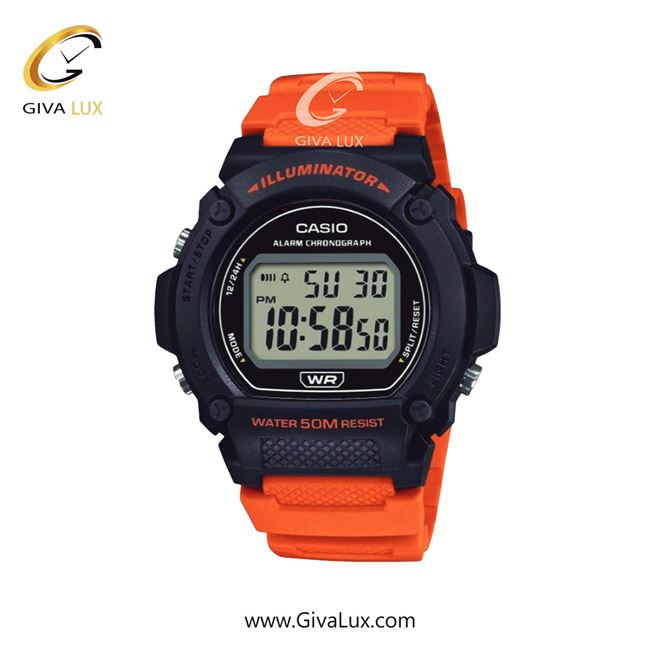 ساعت مچی اورجینال مردانه کاسیو Casio مشکی | نارنجی| مشکی| کد رفرنس W-219H-4AVDF