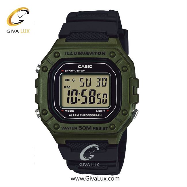 ساعت مچی اورجینال مردانه-اسپرت کاسیو Casio سبز | مشکی| مشکی| کد رفرنس W-218H-3A