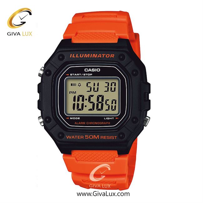 ساعت مچی اورجینال مردانه کاسیو Casio مشکی | نارنجی| مشکی| کد رفرنس W-218H-4B2