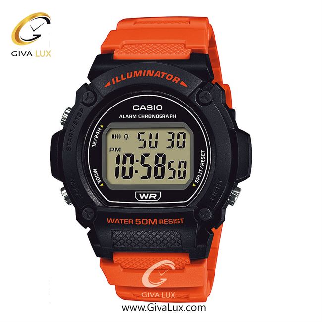 ساعت مچی اورجینال مردانه کاسیو Casio مشکی | نارنجی| مشکی| کد رفرنس W-219H-4AVDF