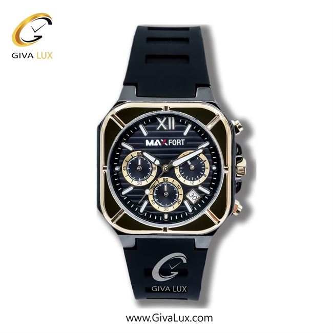 ساعت مچی اورجینال مردانه مکس فورت (MAXFORT) سه موتوره کرنوگراف طلایی-نقره ای | مشکی| دودی|تیتانیوم| کد رفرنس W9D01-1-0