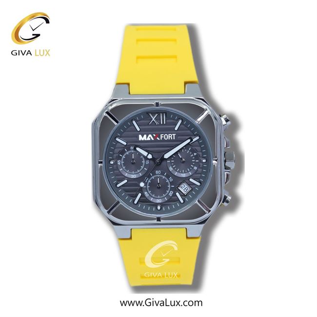 ساعت مچی اورجینال مردانه مکس فورت (MAXFORT) سه موتوره کرنوگراف تیتانیوم | زرد| طوسی| کد رفرنس W9D01-5-0