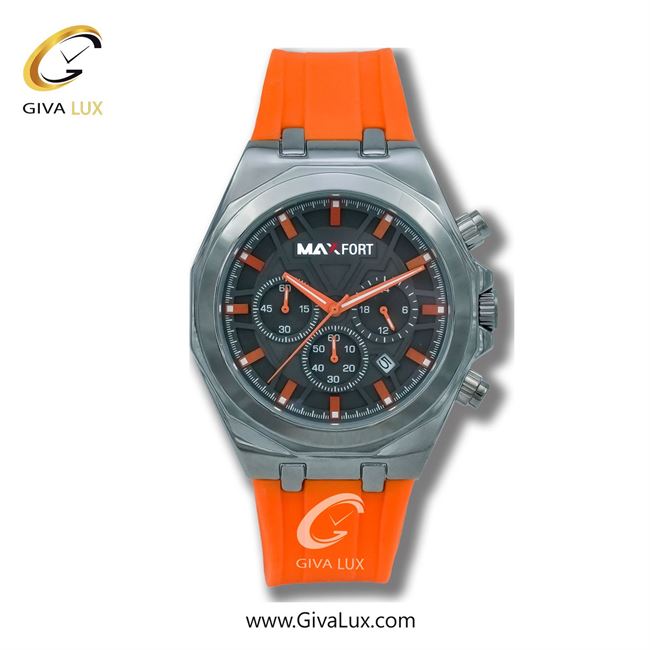 ساعت مچی اورجینال مردانه مکس فورت (MAXFORT) سه موتوره کرنوگراف نقره ای | نارنجی| دودی|تیتانیوم| کد رفرنس W9D03-1-0