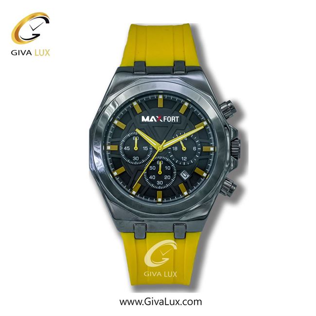 ساعت مچی اورجینال مردانه مکس فورت (MAXFORT) سه موتوره کرنوگراف تیتانیوم | زرد| دودی|تیتانیوم| کد رفرنس W9D03-2-0