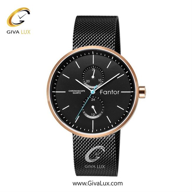 ساعت مچی اورجینال مردانه فانتور سه موتوره فول تایم رزگلد | مشکی| مشکی| کد رفرنس WF1022-rgb
